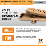 Vertical Shower Drain Channel (36 x 5 Inches) ROSE GOLD/ANTIQUE COPPER stainless steel