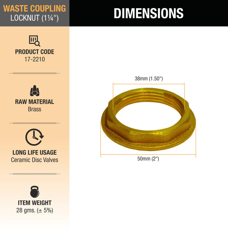 Brass Waste Coupling Lock Nut (1 ¼ Inches) (Pack of 4)